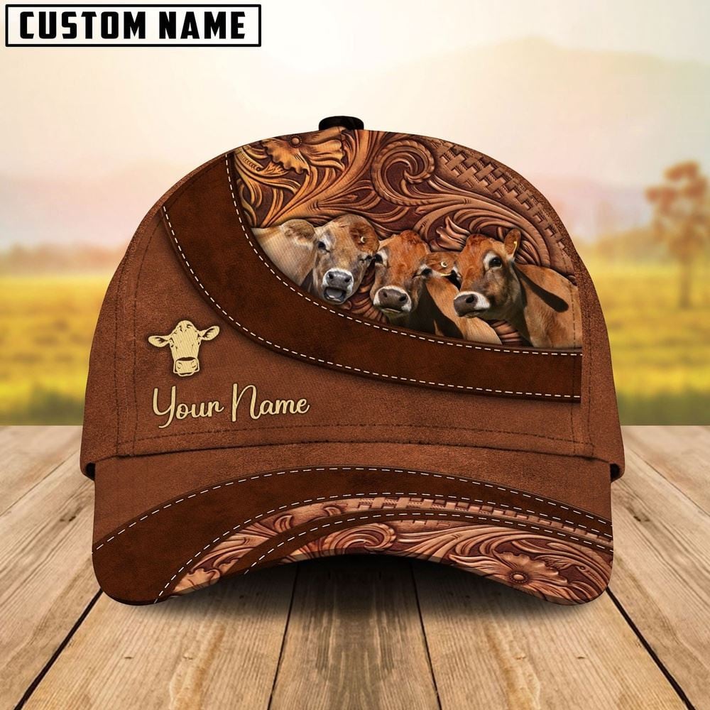 Jersey Farm Life Beauty Leather Pattern Customized 3D Cap Farmer Baseball Cap Gift For Farmer