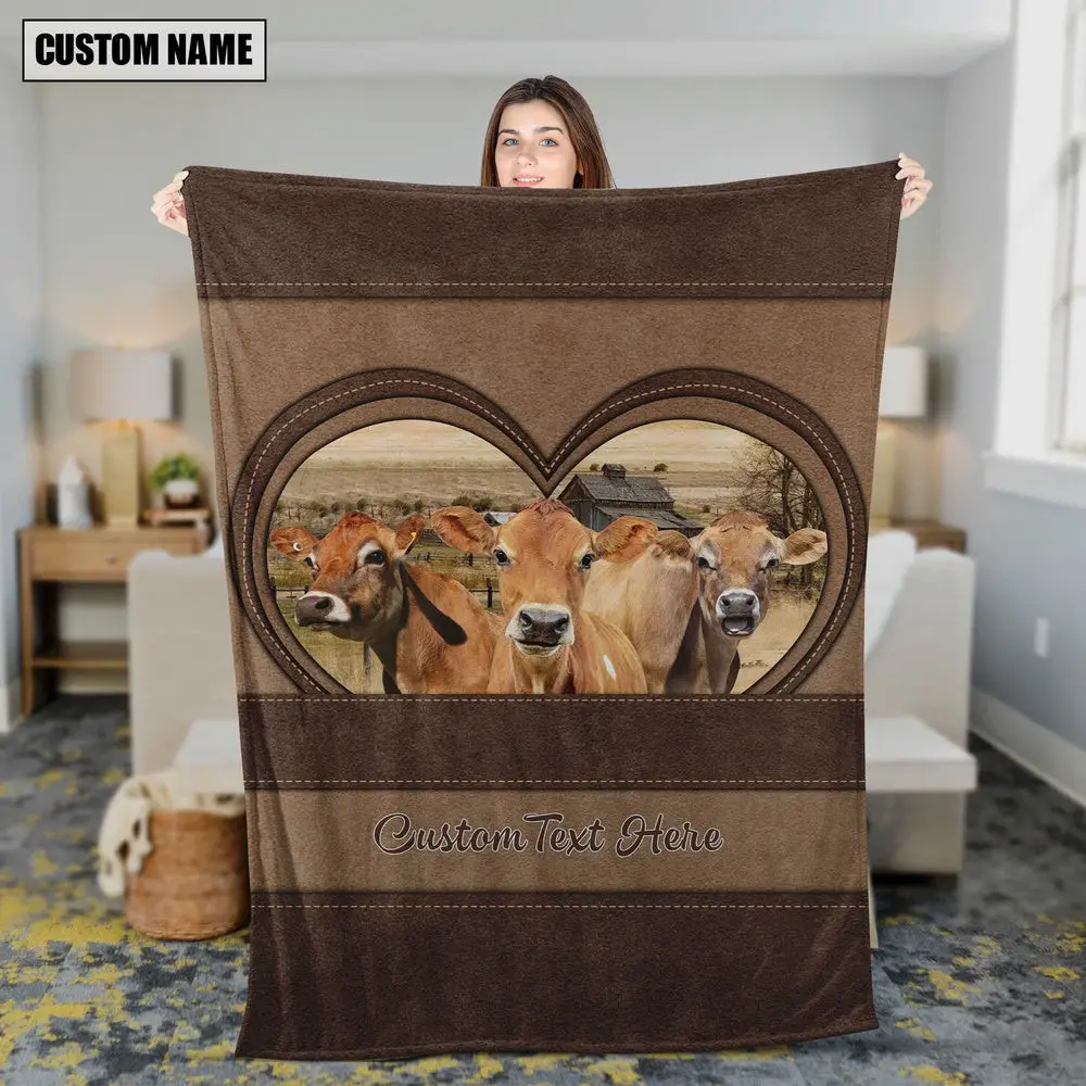 Jersey In Heart Personalized Name Blanket Farm Animal Blanket Gift For Whole Family