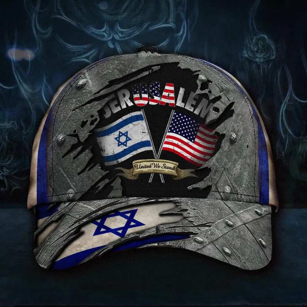 Jerusalem United We Stand With Israel Hat Old Vintage Israeli Flag Hat For Israel Supporters