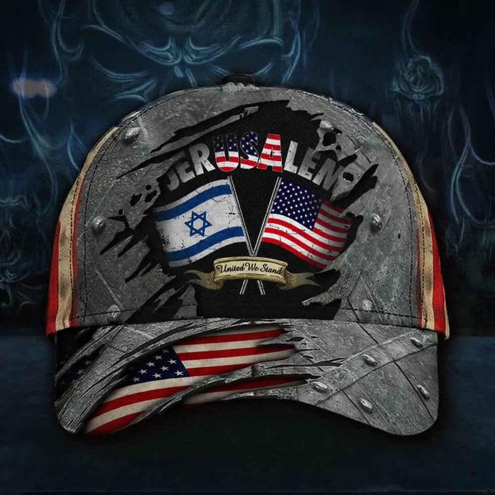 Jerusalem United We Stand With Israel Hat Pro Israel Vintage American Flag Hat For Supporters
