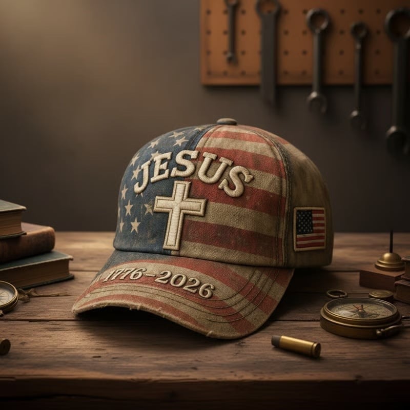 Jesus Cross 250th Anniversary Hat America Freedom Day Baseball Cap Christian Gifts Jesus Cross 250th Anniversary Hat America Freedom Day Baseball Cap Christian Gifts - Image 1