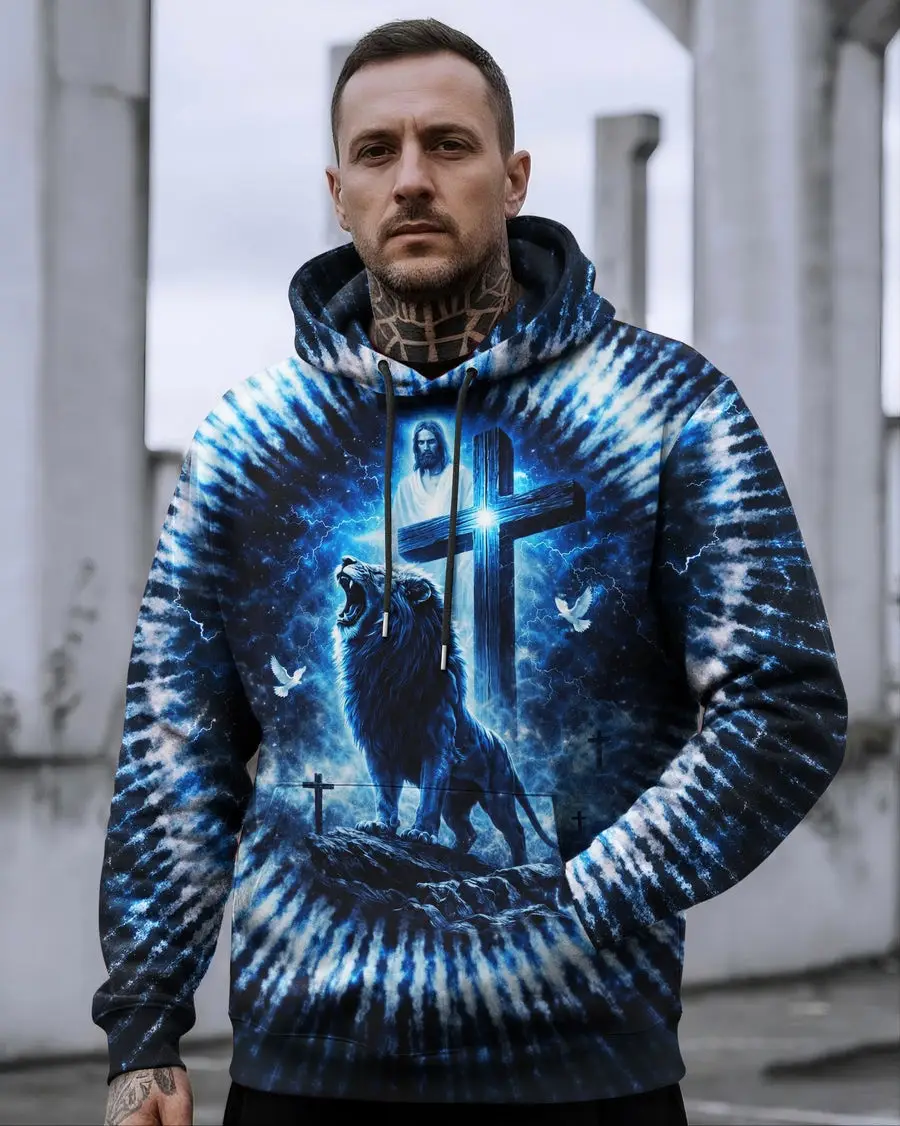 Jesus Dropped The Charges Lion Swirl Men's Tie Dye Hoodie Clothes Special Gift Ideas