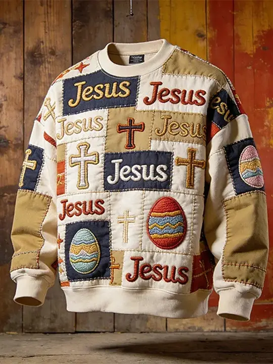 Jesus Easter Holiday Sweatshirt Faith Cross Easter Egg Apparel Spiritual Best Gift For Believers Jesus Easter Holiday Sweatshirt Faith Cross Easter Egg Apparel Spiritual Best Gift For Believers - Image 1