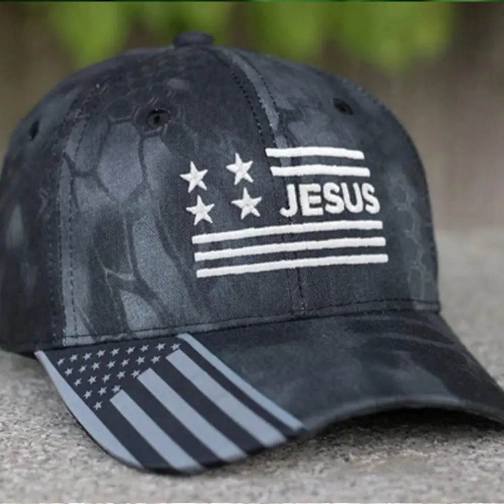Jesus Embroidered Camo Hat Jesus Lovers Christian Hats For Men Patriotic Gifts Jesus Embroidered Camo Hat Jesus Lovers Christian Hats For Men Patriotic Gifts - Image 1
