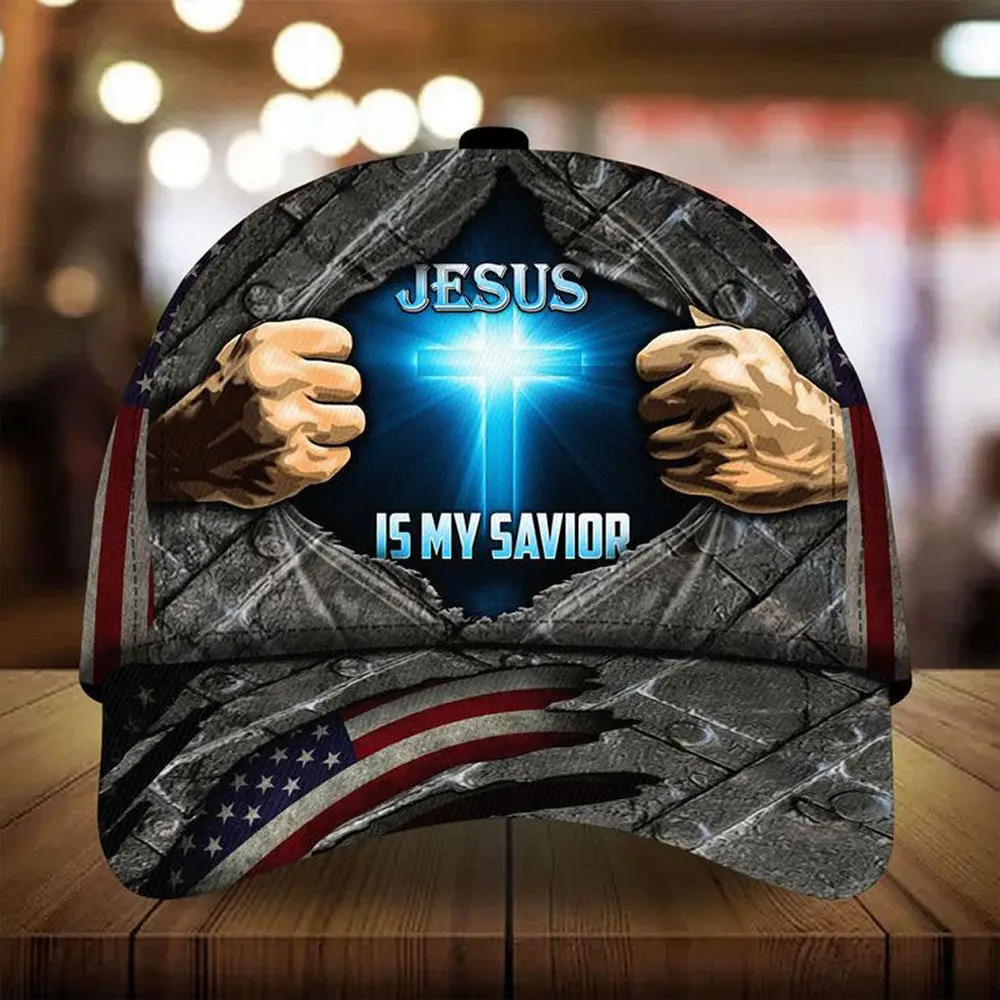 Jesus Is My Savior Hat Faith Christian Vintage American Flag Hats Gifts For Him -WearandDecor