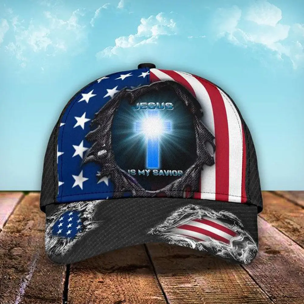 Jesus Is My Savior Hat Jesus Lovers American Flag Hats Gifts For Christian -WearandDecor