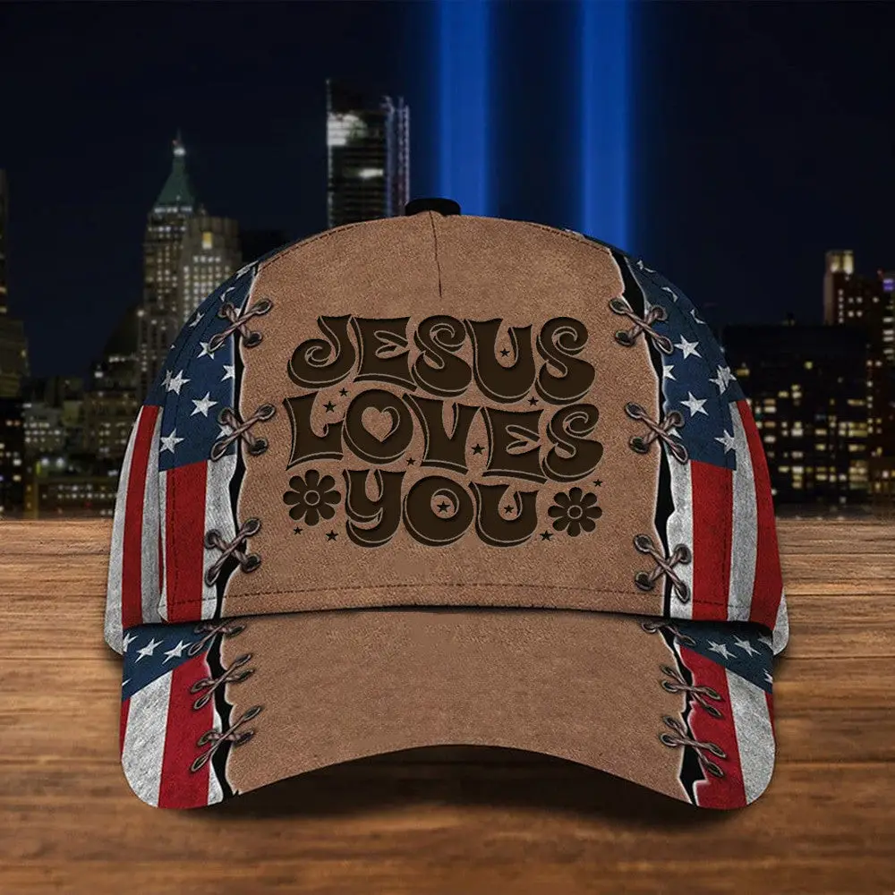 Jesus Loves You Hat American Flag Christian Hat Patriotic Cap Gifts For Him Her -WearandDecor