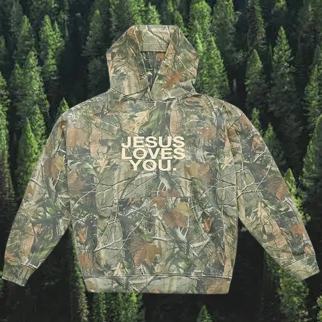 Jesus Loves You Merch Camo Crew Hoodie Real Tree Leaf Pattern Christian Gift Jesus Loves You Merch Camo Crew Hoodie Real Tree Leaf Pattern Christian Gift - Image 1