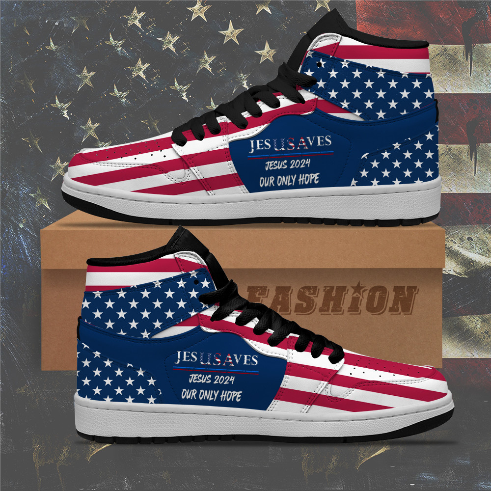 Jesusaves Jesus 2024 Our Only Hope Sneakers American Flag Shoes Jesus 2024 Merchandise
