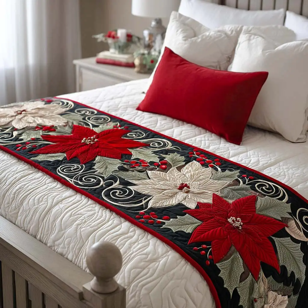 Jingle Glow Quilted Bed Runner Festive Jingle Glow Christmas Gift for Mom