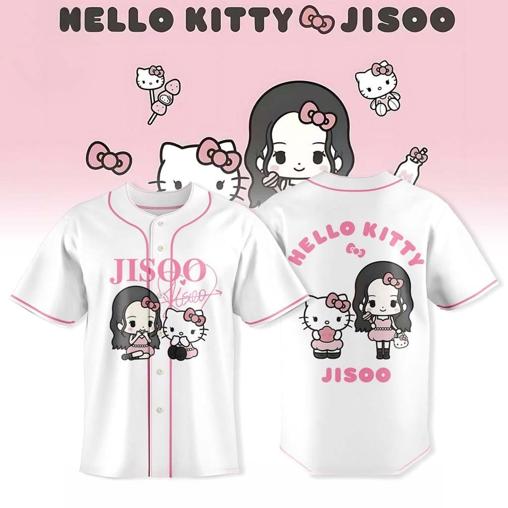 Jisoo x Hello Kitty 2026 Baseball Jersey Jisoo Merch Music Related Gifts For Guys - WearandDecor