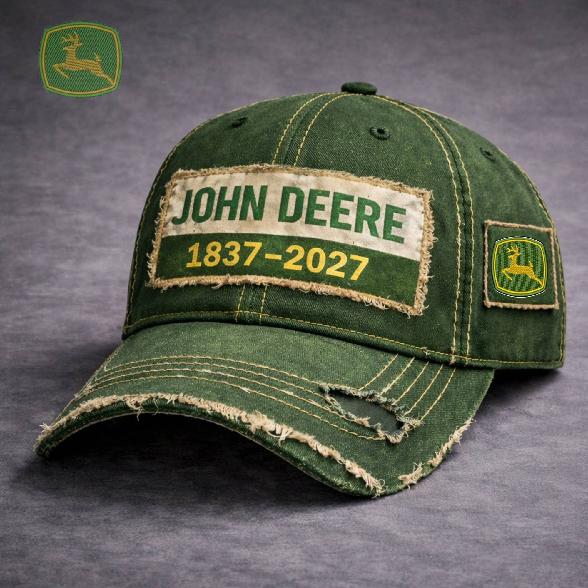 John Deere 1837 2027 Dad Hat Vintage Logo Baseball Cap Son Birthday Gifts