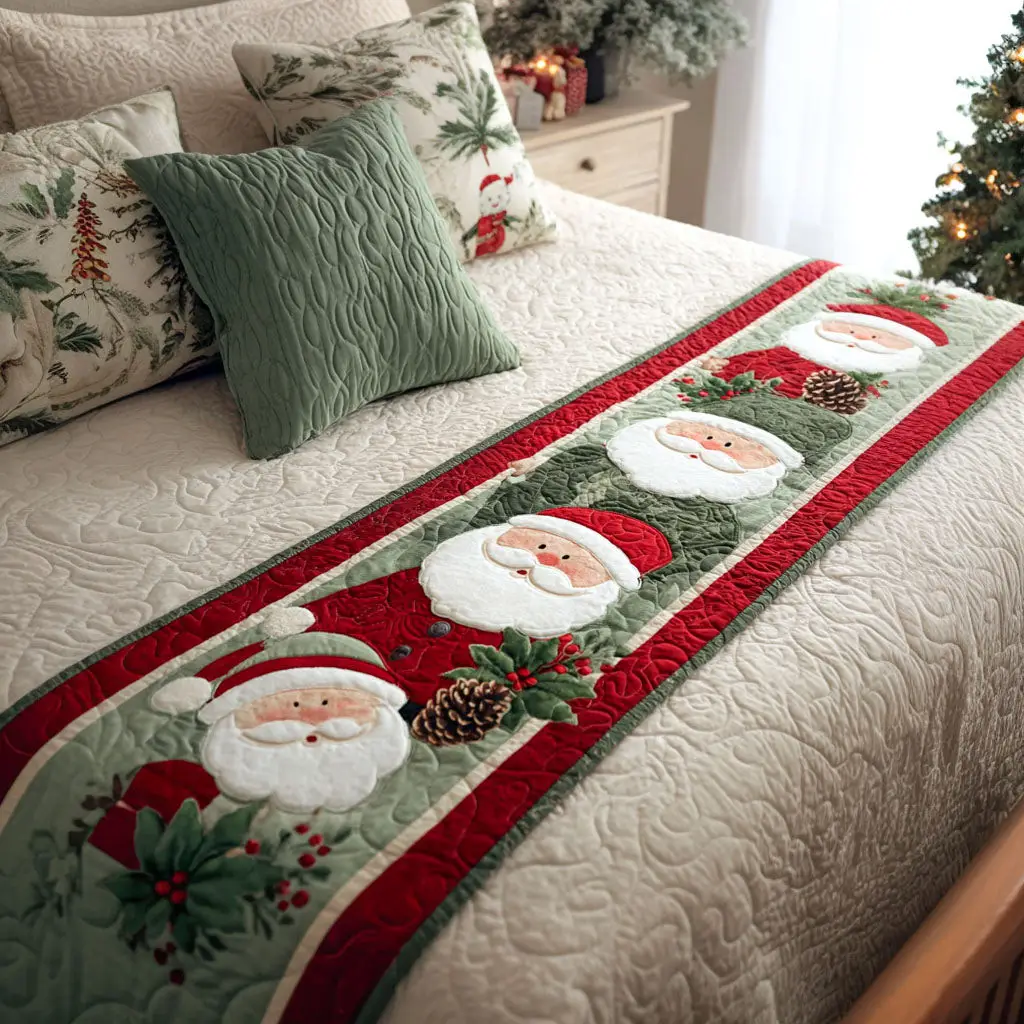 Jolly Branches Quilted Bed Runner Jolly Christmas Branches Festive Gift