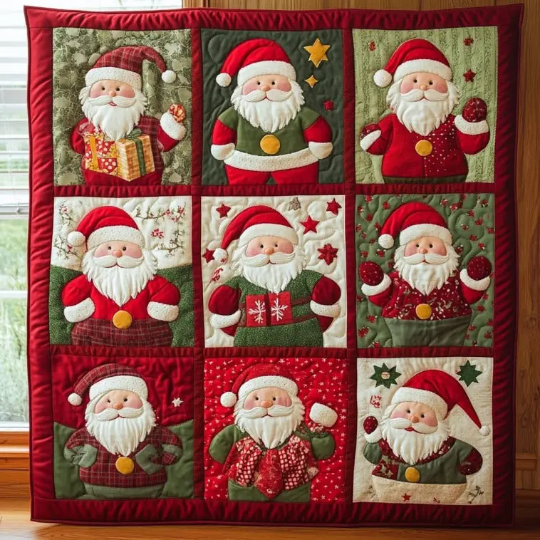 Jolly Santa Claus Quilt Beautiful Quilt Blanket Gift for Home Decoration