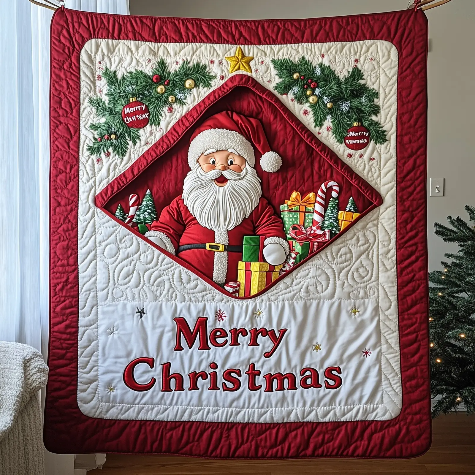 Jolly Santa Quilted Blanket Warm Festive Home Essential Christmas Secret Santa Ideas
