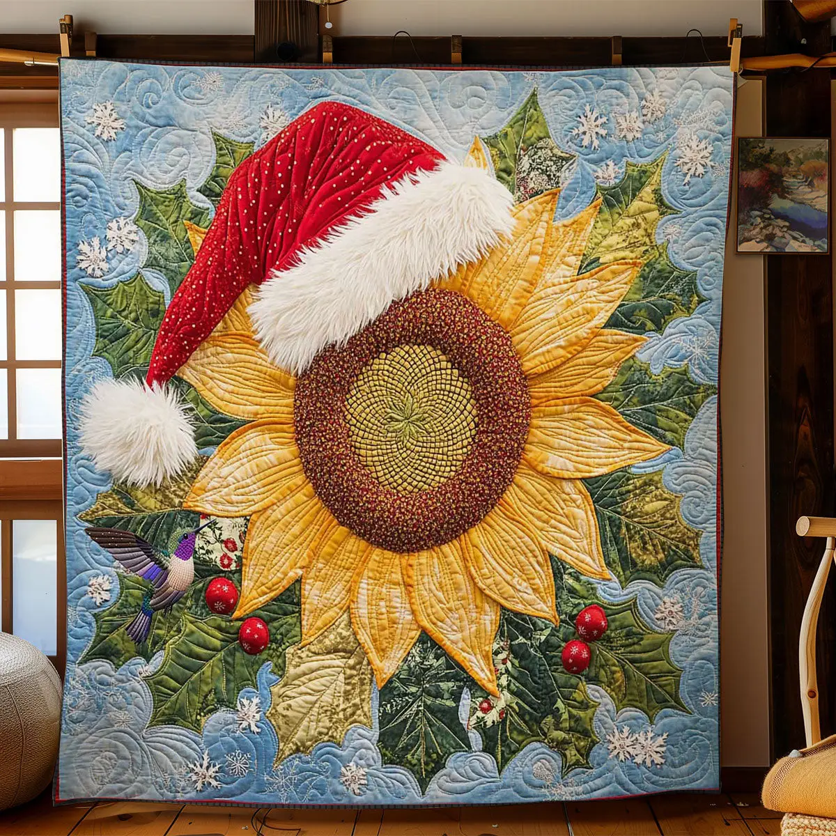 Jolly Sunflower Wishes Quilt Trendy Quilt Blanket Gift for Modern Home Jolly Sunflower Wishes Quilt Trendy Quilt Blanket Gift for Modern Home - Image 1