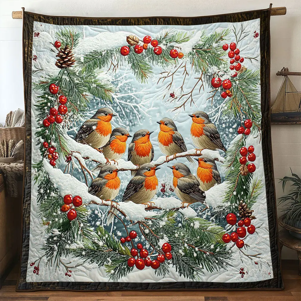 Jolly Winter European Robin Quilt Comfortable Quilt Blanket That Everyone Will Love
