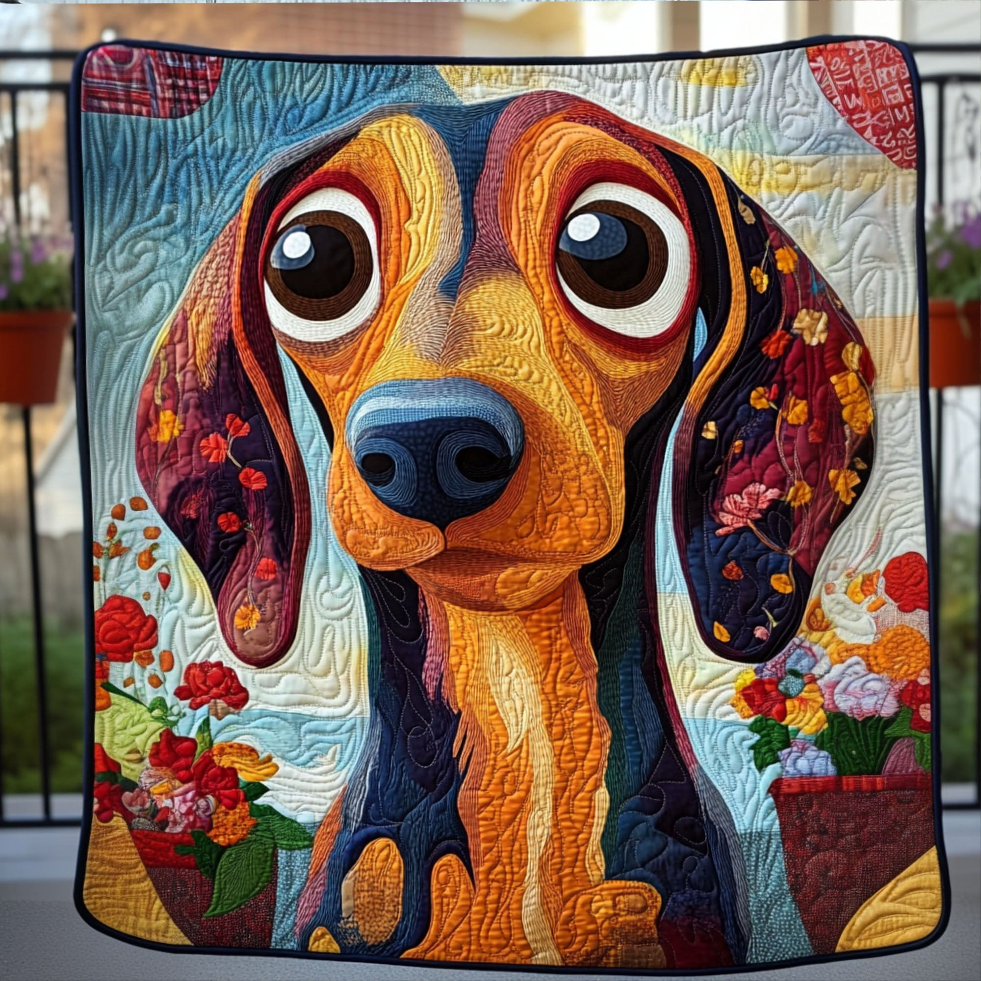Joyful Doxie Quilted Blanket Sofa Couch Throw Blanket Sausage Dog Christmas Presents Joyful Doxie Quilted Blanket Sofa Couch Throw Blanket Sausage Dog Christmas Presents - Image 1