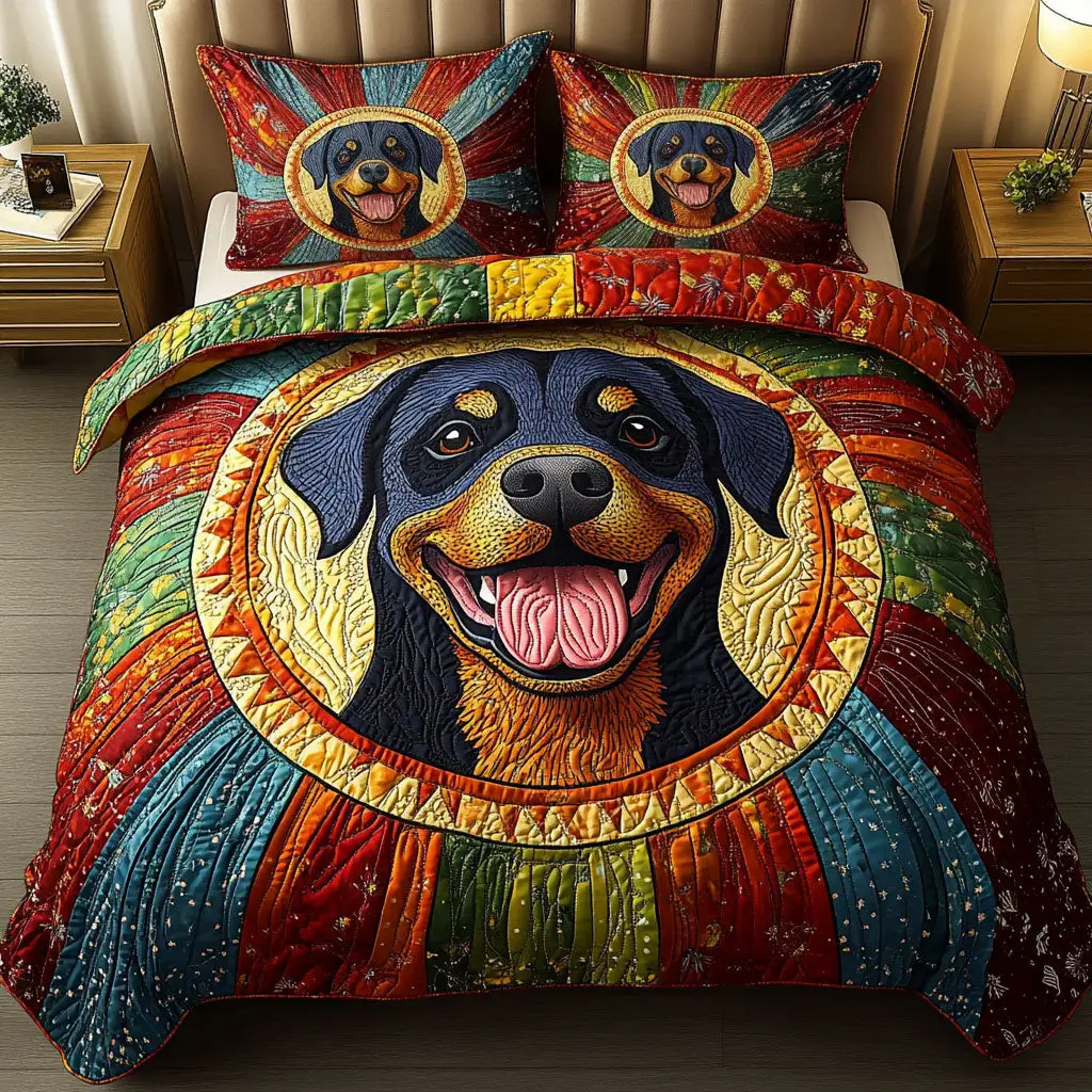 Joyful Guardian Quilted Bedding Set Soft Bed Sheet and Pillowcase Set for Relaxing Nights