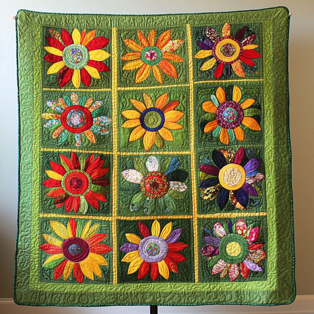Joyful Sunbursts Quilted Blanket Winter Decor Blanket Sunflower Items For Gifts Joyful Sunbursts Quilted Blanket Winter Decor Blanket Sunflower Items For Gifts - Image 1