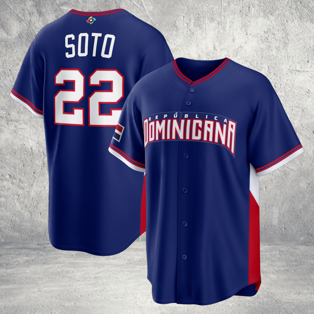 Juan Soto Dominican Republic Baseball 2026 World Baseball Classic Road Stadium Jersey 22