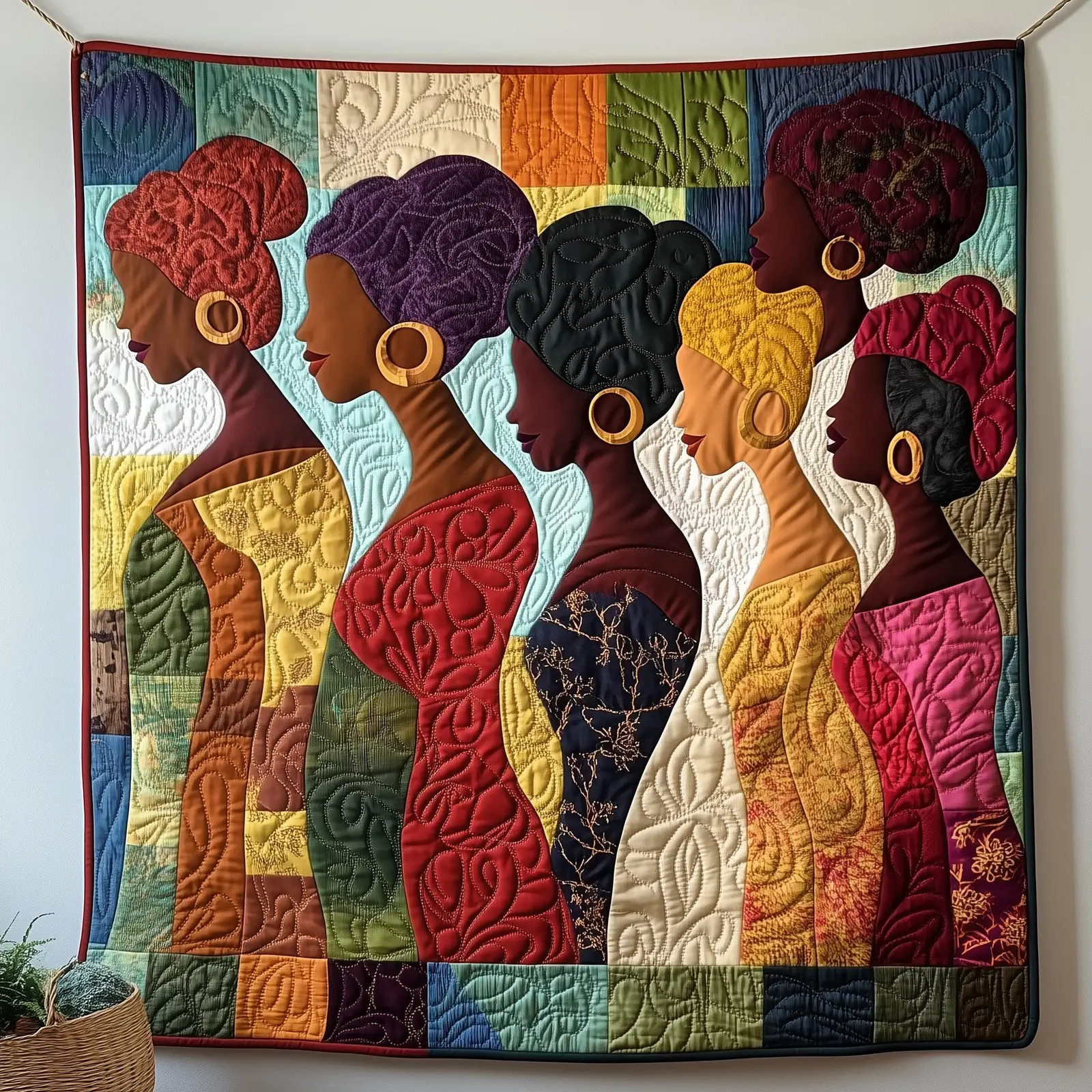 Juneteenth Queens Quilted Blanket Cultural Heritage Art Quilt Melanin Black Women Gifts For Her