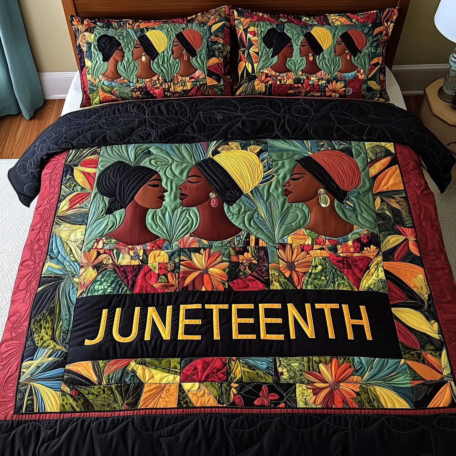 Juneteenth Quilted Bedding Set Freedom Heritage Bedroom Decor Gift For Juneteenth Celebration