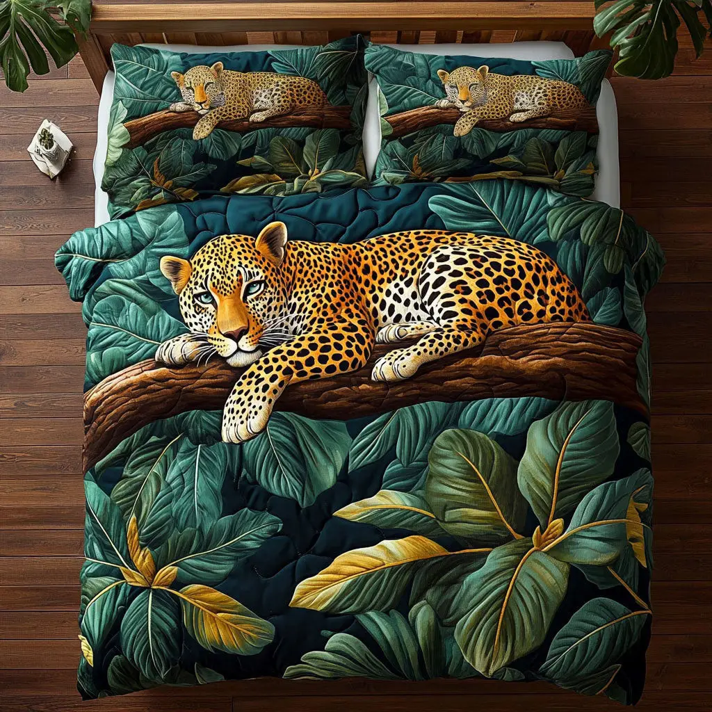 Jungle Nap Quilted Bedding Set Duvet Cover Bedspread Bedroom Decor Gifts For Ladies Jungle Nap Quilted Bedding Set Duvet Cover Bedspread Bedroom Decor Gifts For Ladies - Image 1