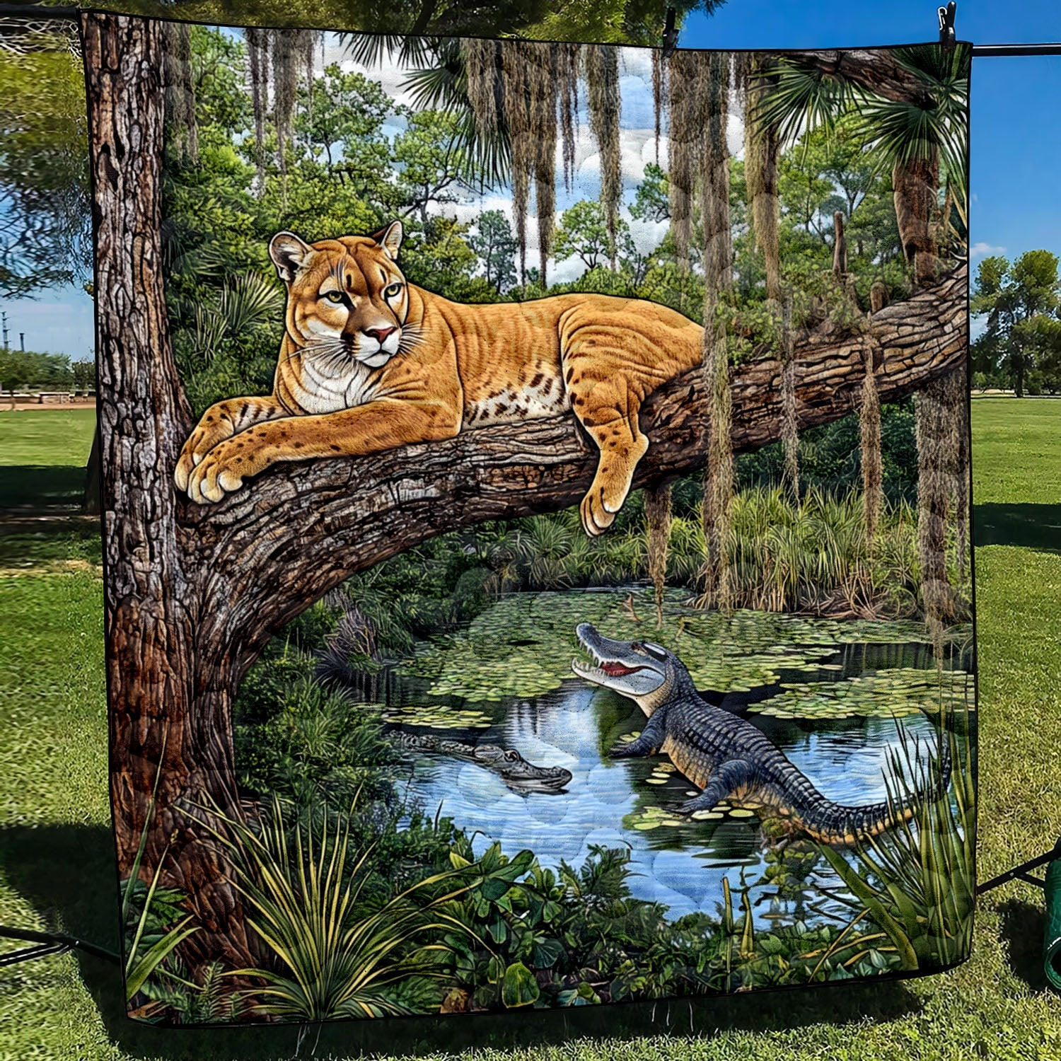 Jungle Rest Quilted Blanket Holiday Throw Blanket Presents For Wildlife Lovers Jungle Rest Quilted Blanket Holiday Throw Blanket Presents For Wildlife Lovers - Image 1