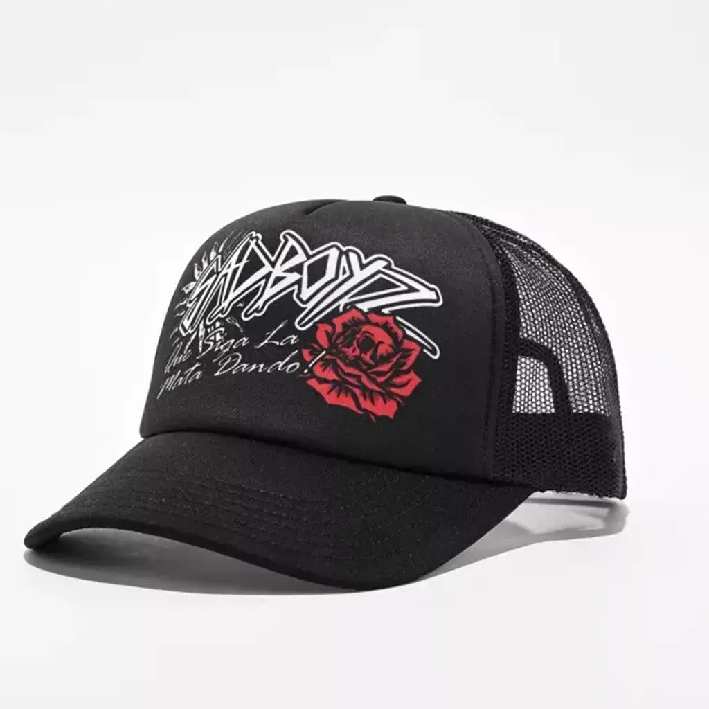 Junior H Sad Boyz Merch Sad Boyz Rose Black Trucker Hat Present For Him -WearandDecor