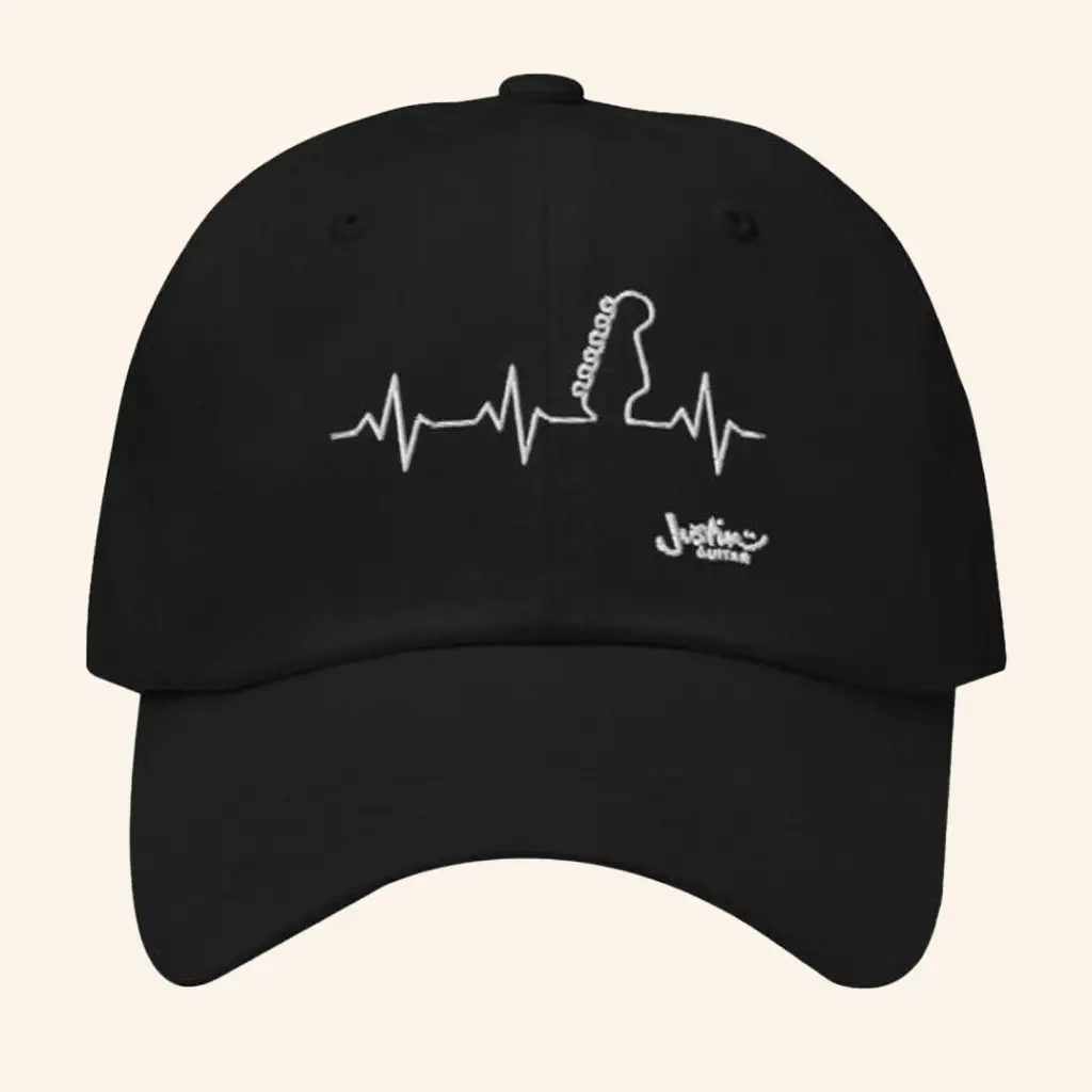 JustinGuitar Merch Embroidered Heartbeat Guitar Baseball Hat Christmas Ideas For Dad -WearandDecor