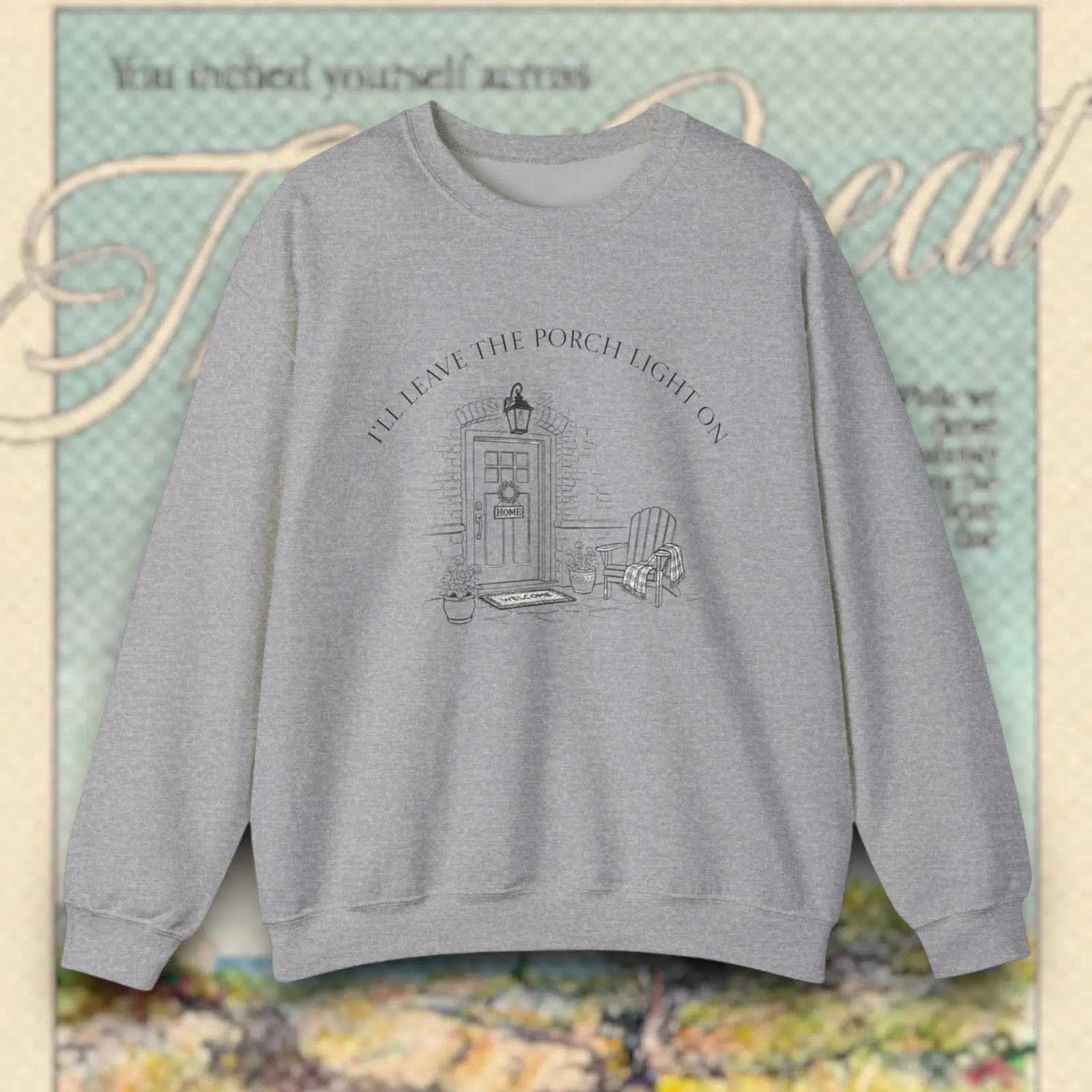 Kahan Porch Illustration Sweatshirt Noah Cozy Home Doorway Sketch Merch Noah Kahan Fan Gift