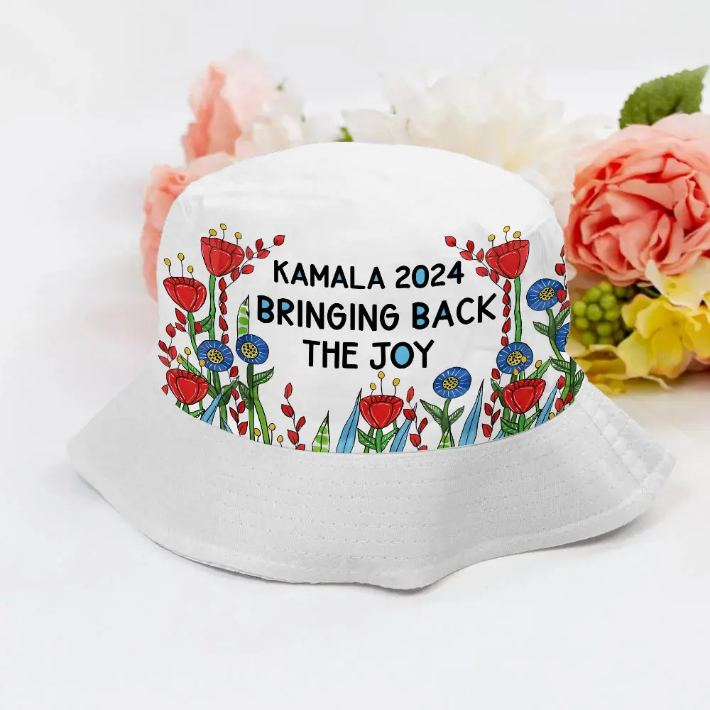 Kamala 2024 Bringing Back The Joy Flowers Bucket Hat Gifts For Him Her