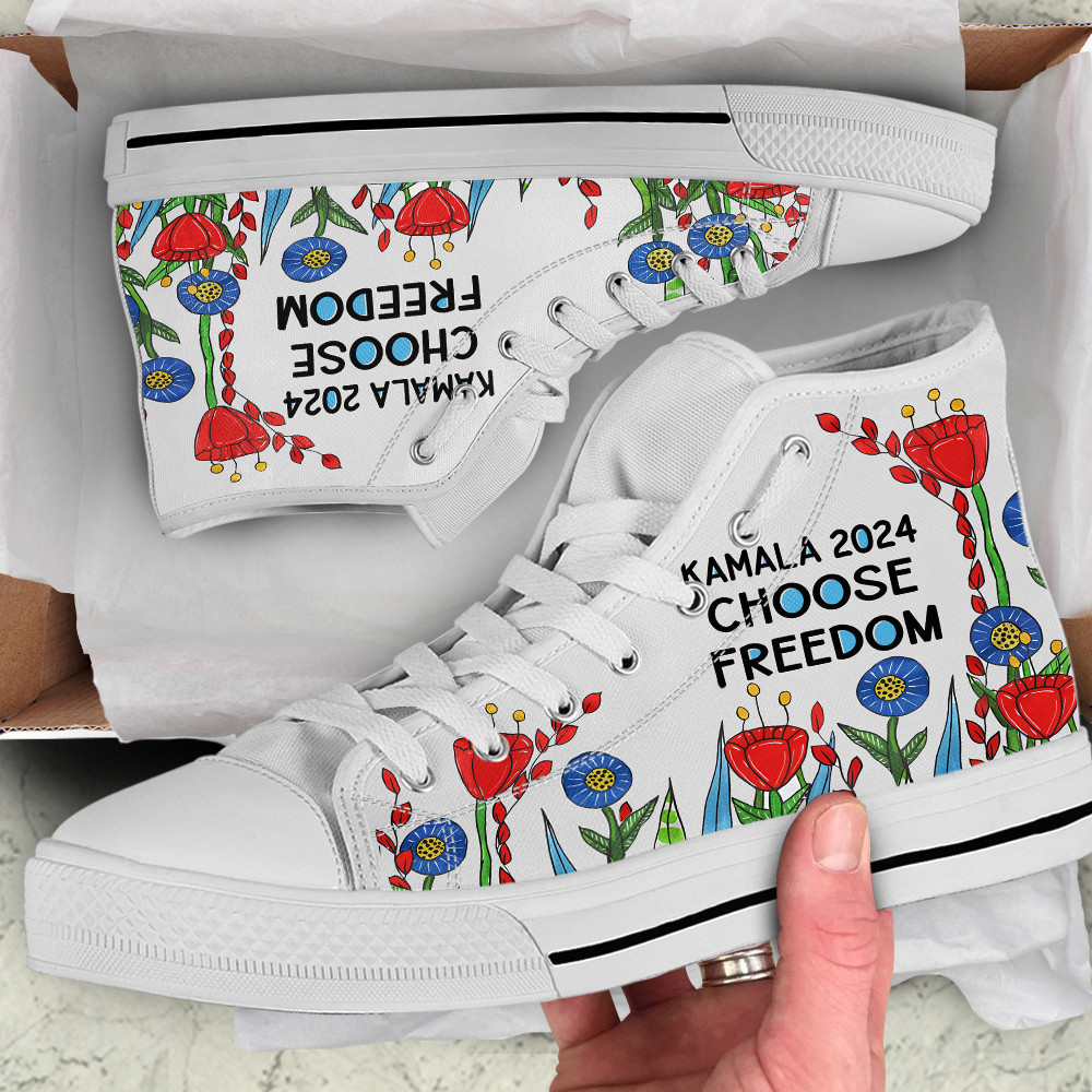 Kamala 2024 Choose Freedom Flowers High Top Shoes Gifts For Him Her