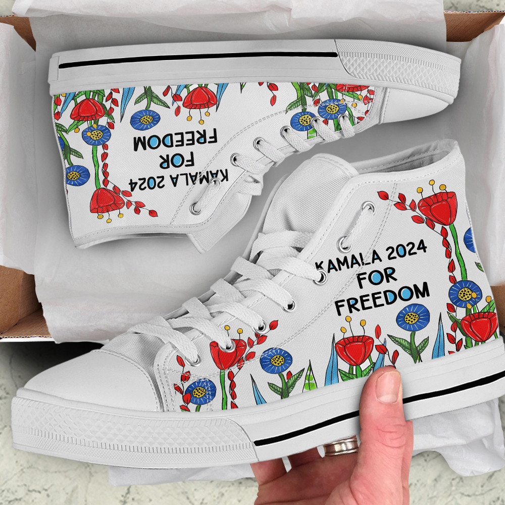 Kamala 2024 For Freedom Flowers High Top Shoes Gifts For Him Her Kamala 2024 For Freedom Flowers High Top Shoes Gifts For Him Her - Image 1