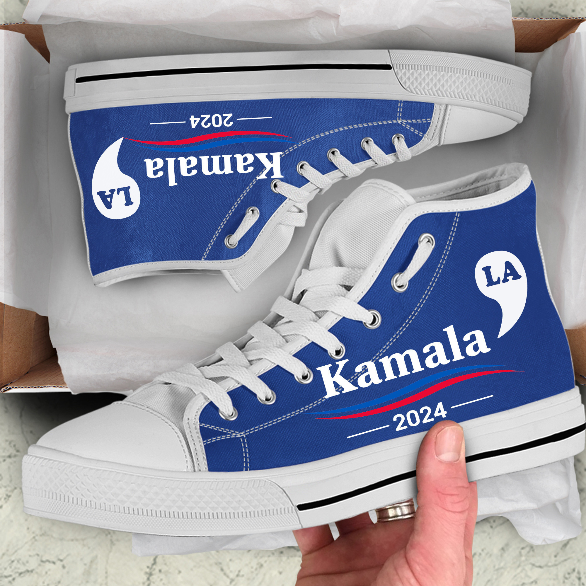 Kamala 2024 High Top Shoes Comma La Shoes Gifts For Democrat Supporters