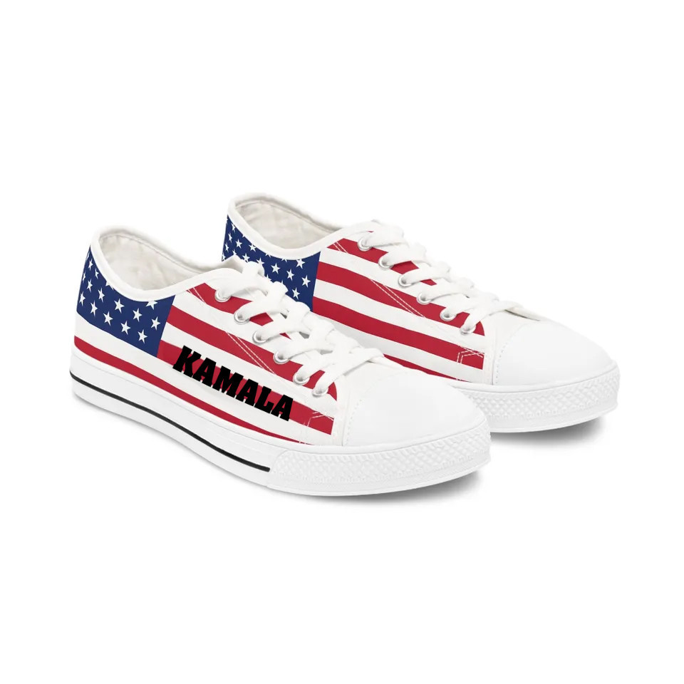 Kamala American Flag 2024 Low Top Shoes Vote Harris Walz Patriot Shoes Gifts For Voters