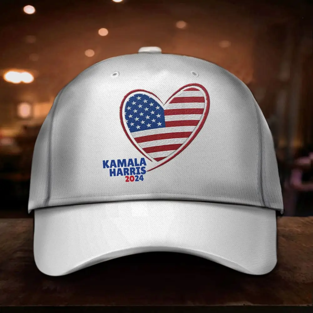 Kamala Harris 2024 Embroidered Hat USA Heart Kamala Harris For President Hat Kamala Harris 2024 Embroidered Hat USA Heart Kamala Harris For President Hat - Image 1