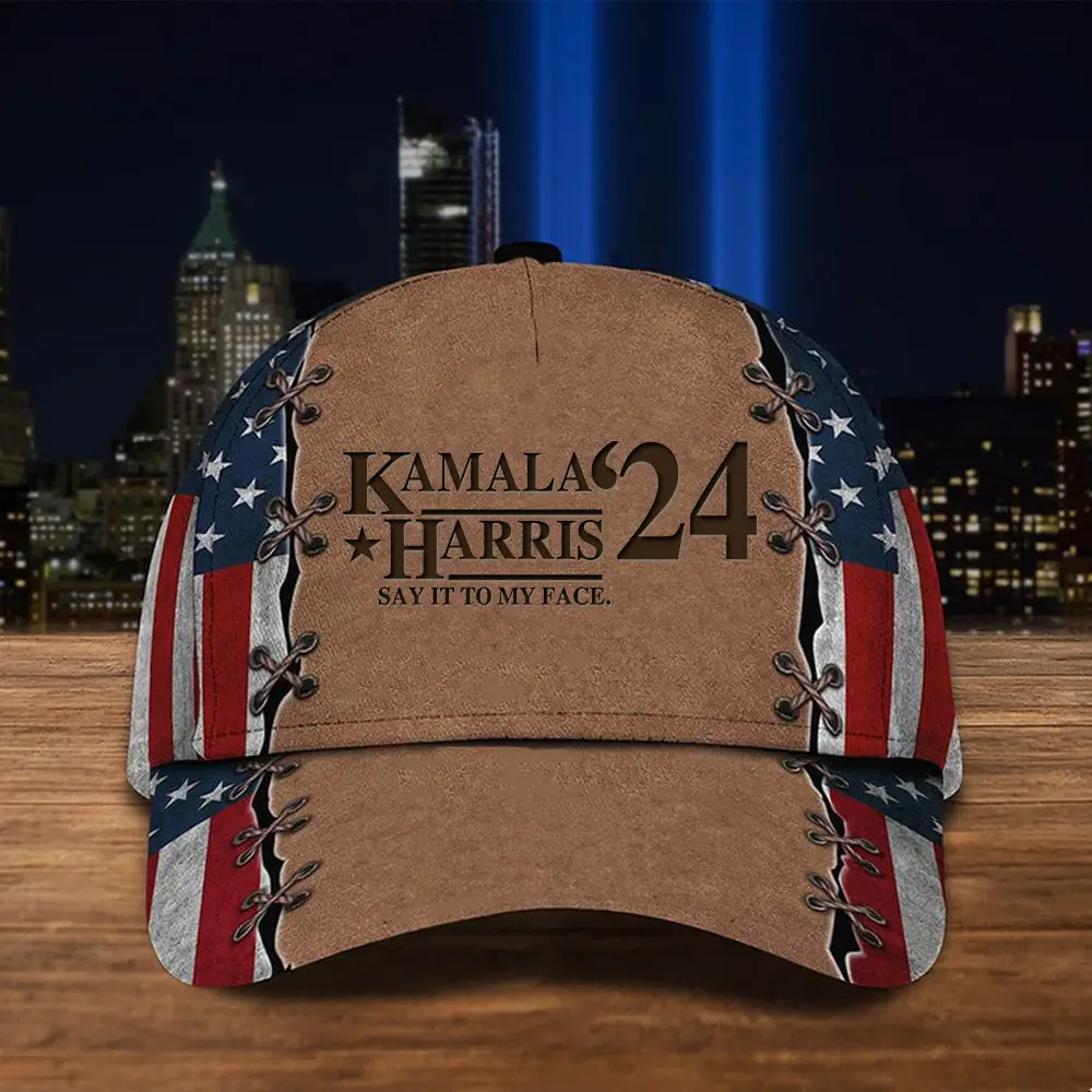 Kamala Harris 24 Say It To My Face Hat Madam President American Flag Hat Harris Merch