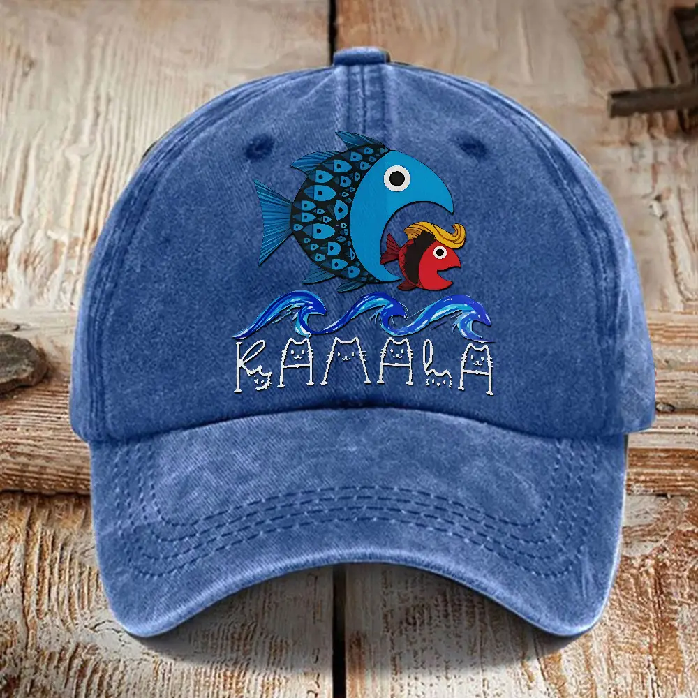 Kamala Harris Blue Wave Big Fish Eats Small Fish Hat Vote Madam President Campaign Merch