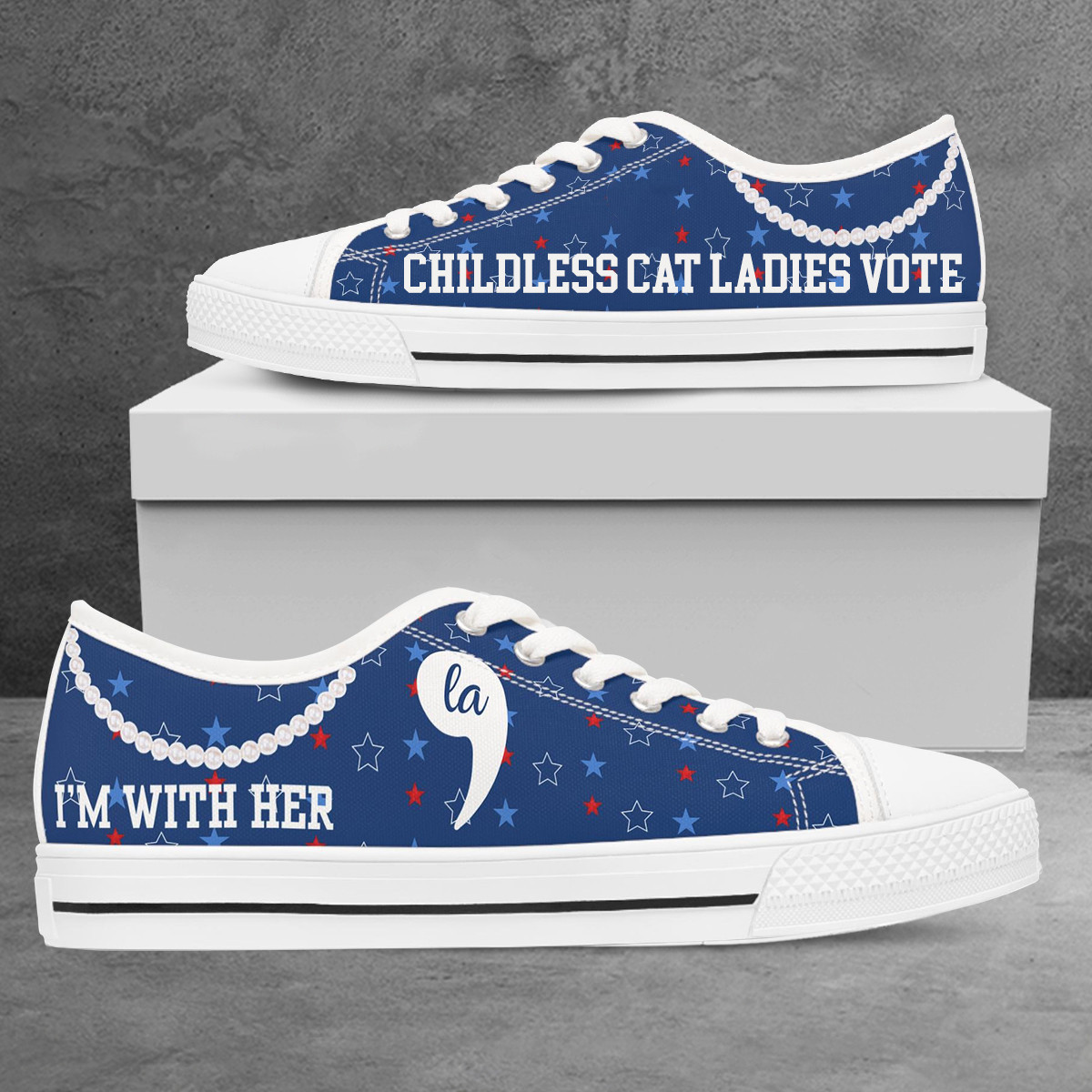 Kamala Harris I'm With Her Low Top Shoes Comma La Chilless Cat Ladies Vote Low Top Sneakers