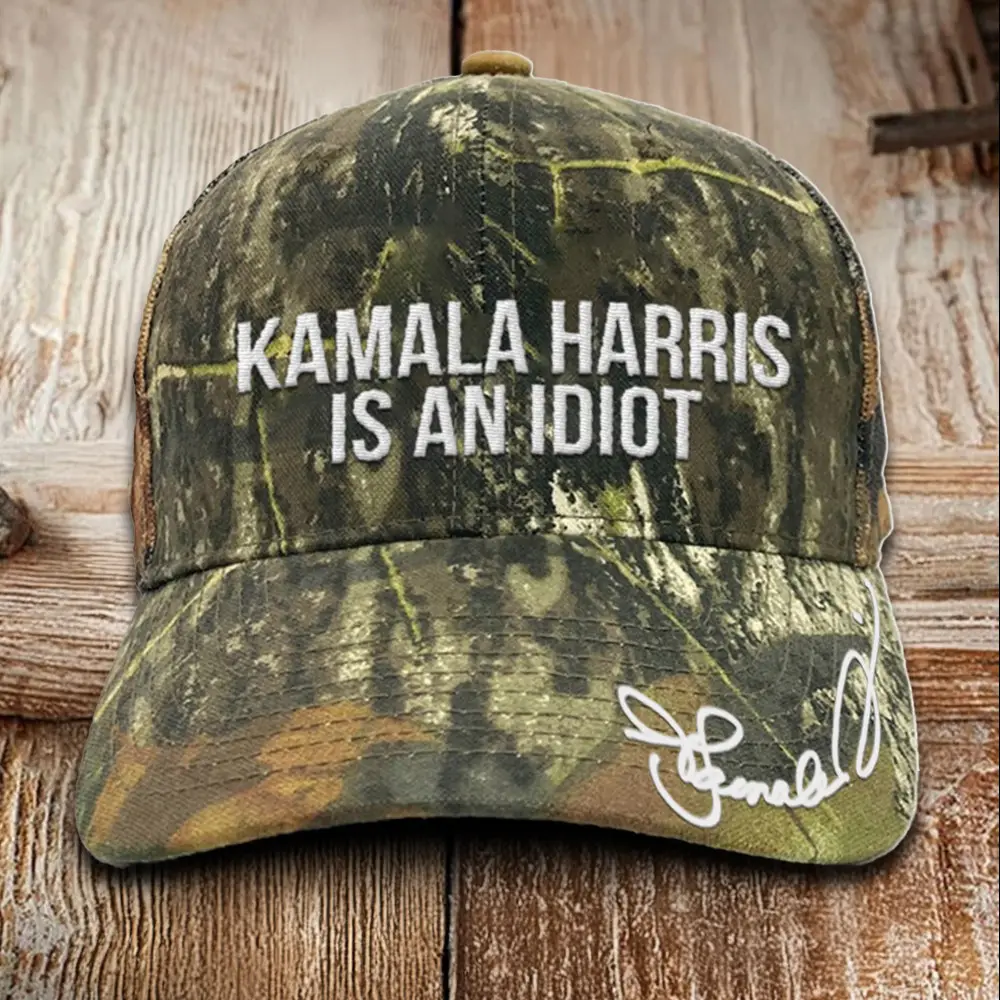 Kamala Harris Is An Idiot Embroidered Camo Hat Anti Kamala Pro Trump 2024 Hat Gifts For Dad Kamala Harris Is An Idiot Embroidered Camo Hat Anti Kamala Pro Trump 2024 Hat Gifts For Dad - Image 1