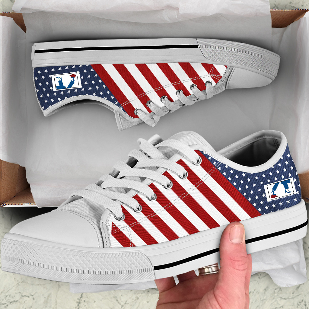 Kamala Harris Stepping On Red Hat Low Top Shoes Kamala Harris 2024 American Flag Shoes