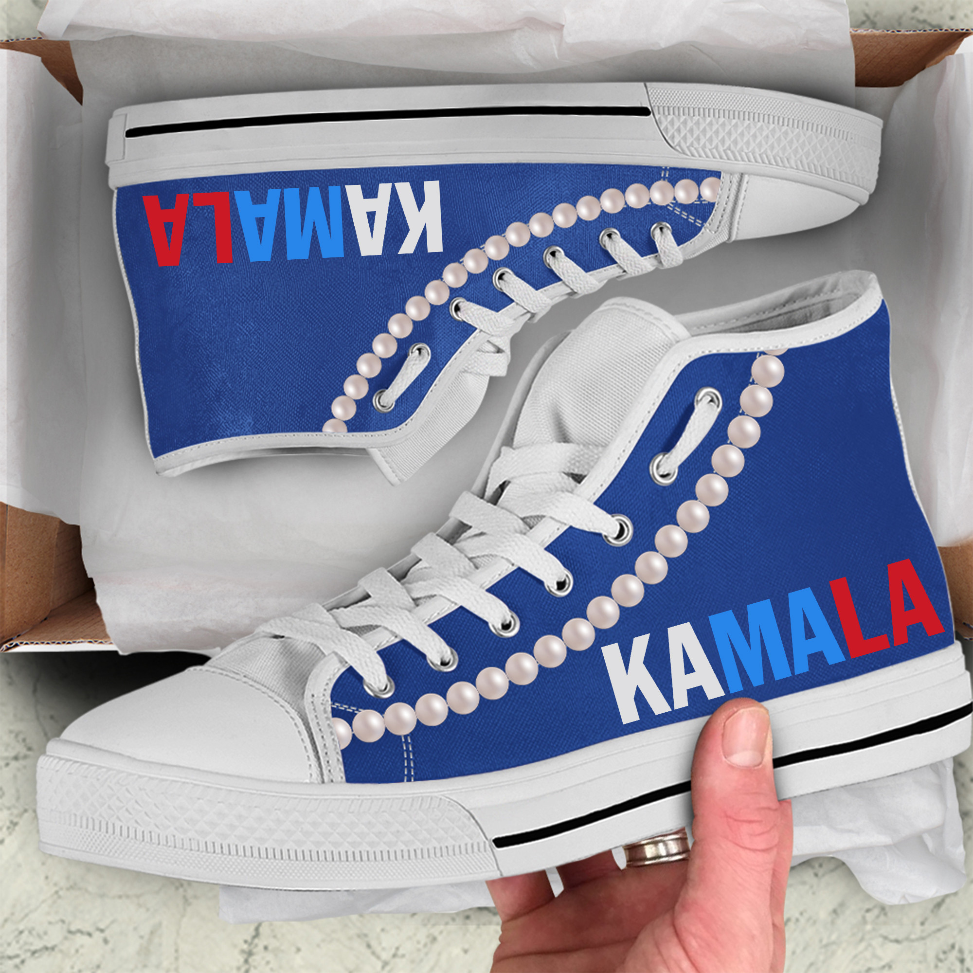 Kamala High Top Shoes Chucks And Pearls Shoes Gifts For Kamala Voters