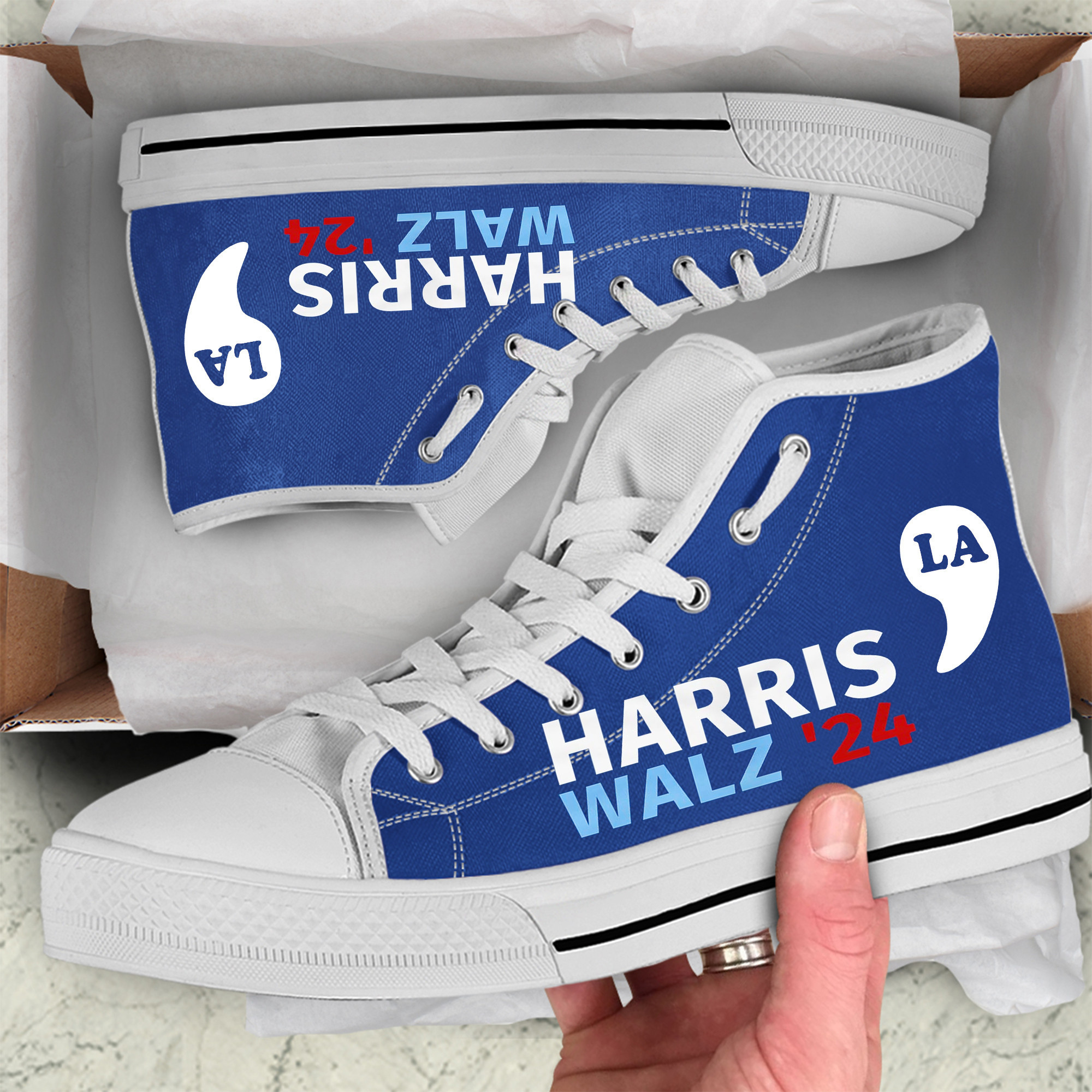 Kamala High Top Shoes Comma La Shoes Democrat Merch Gifts For Kamala Supporters