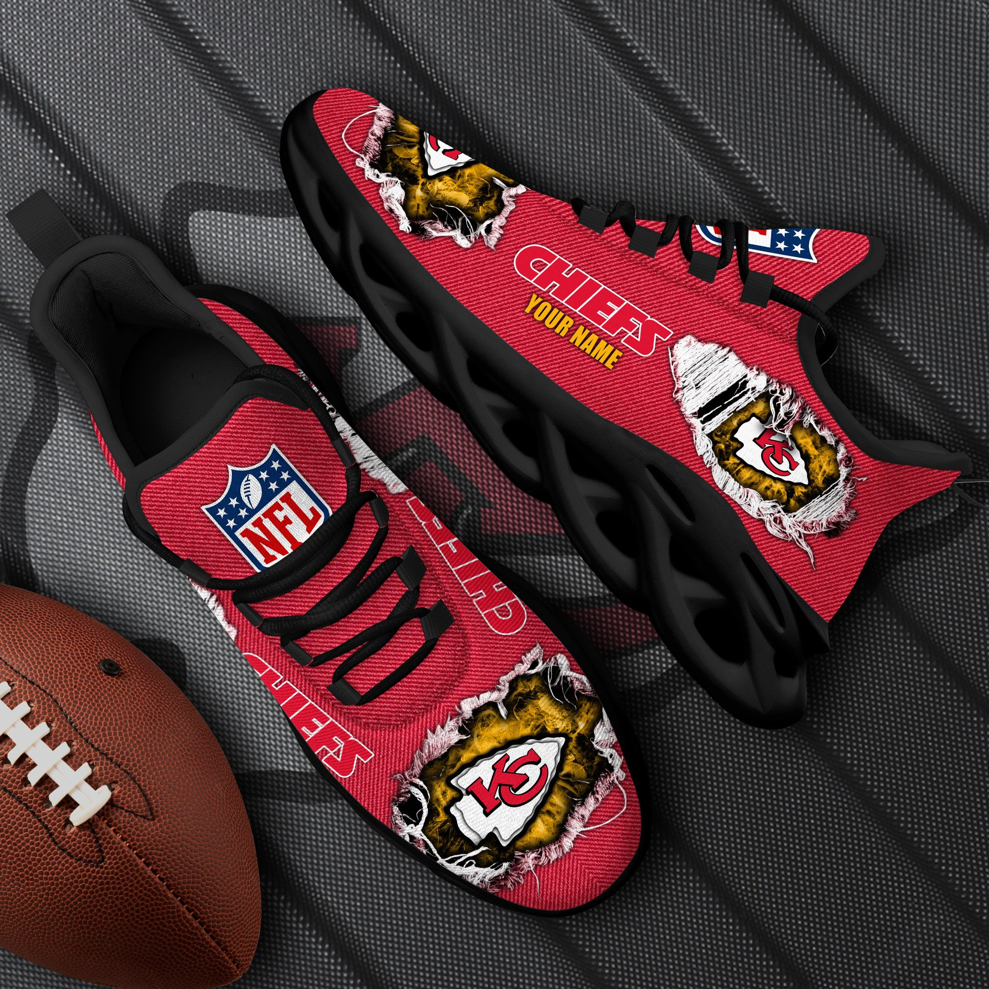 Kansas City Chiefs Black Max Soul Shoes 2026 Versions Custom Name 554 Kansas City Chiefs Black Max Soul Shoes 2026 Versions Custom Name 554 - Image 1