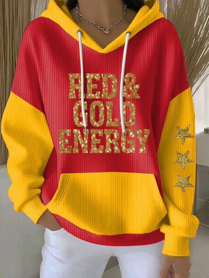 Kansas City Chiefs Hoodie Women's Red Gold And Energy Football KC Chiefs Gifts For Her