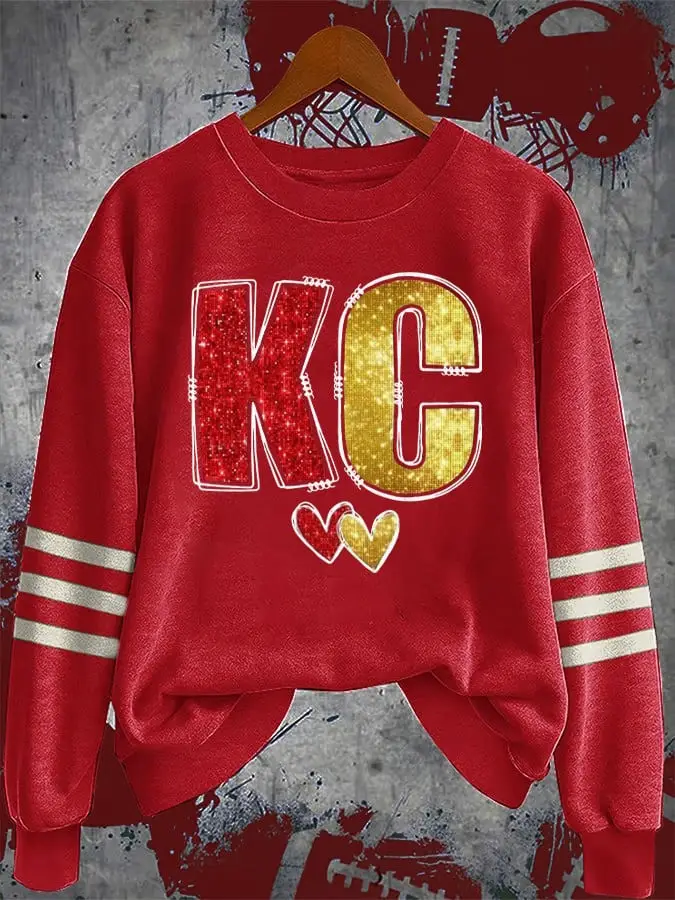 Kansas City Chiefs KC Hearts Sweatshirt Football Apparel Game Day Fan Gifts For Supporters