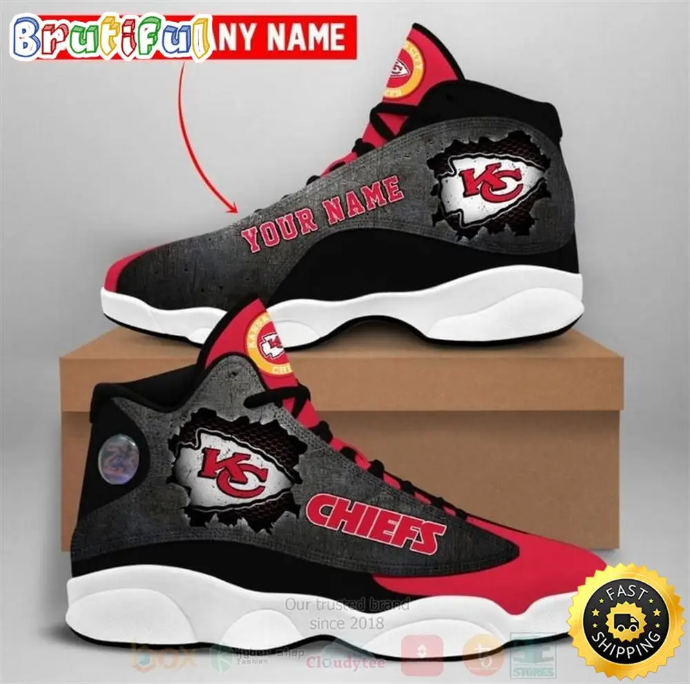 Kansas City Chiefs Nfl Big Logo Football Team Custom Name Air Jordan 13 Shoes Kansas City Chiefs Nfl Big Logo Football Team Custom Name Air Jordan 13 Shoes - Image 1