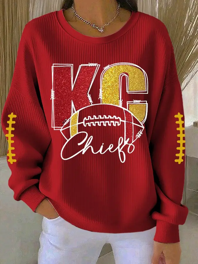 Kansas City Chiefs Sweatshirt Women's Gameday Fan Merch Football KC Chiefs Gifts For Her